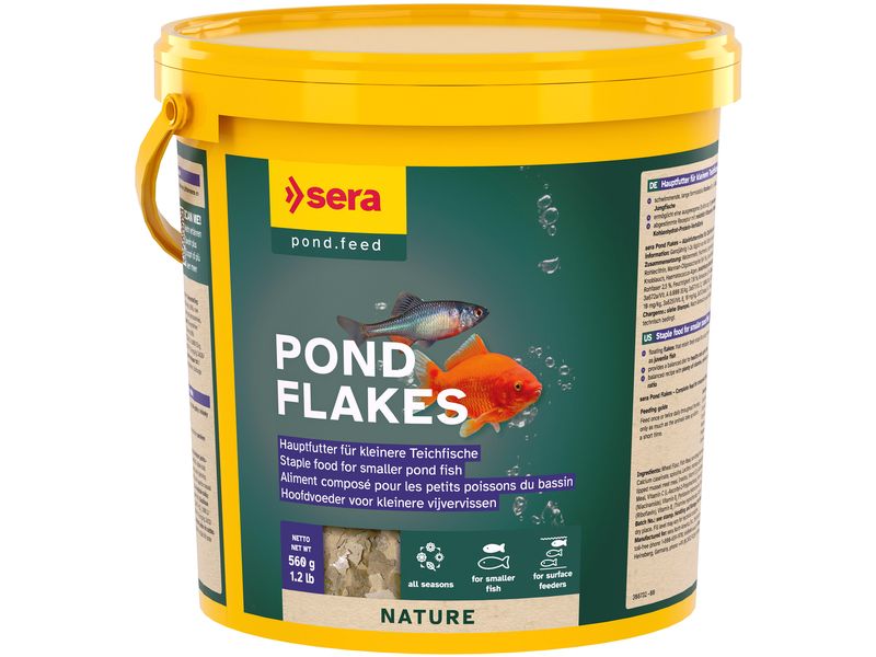 sera Teichfutter Pond Flakes Nature, 3800 ml, 560g Flockenfutter für kleinere Teichfische