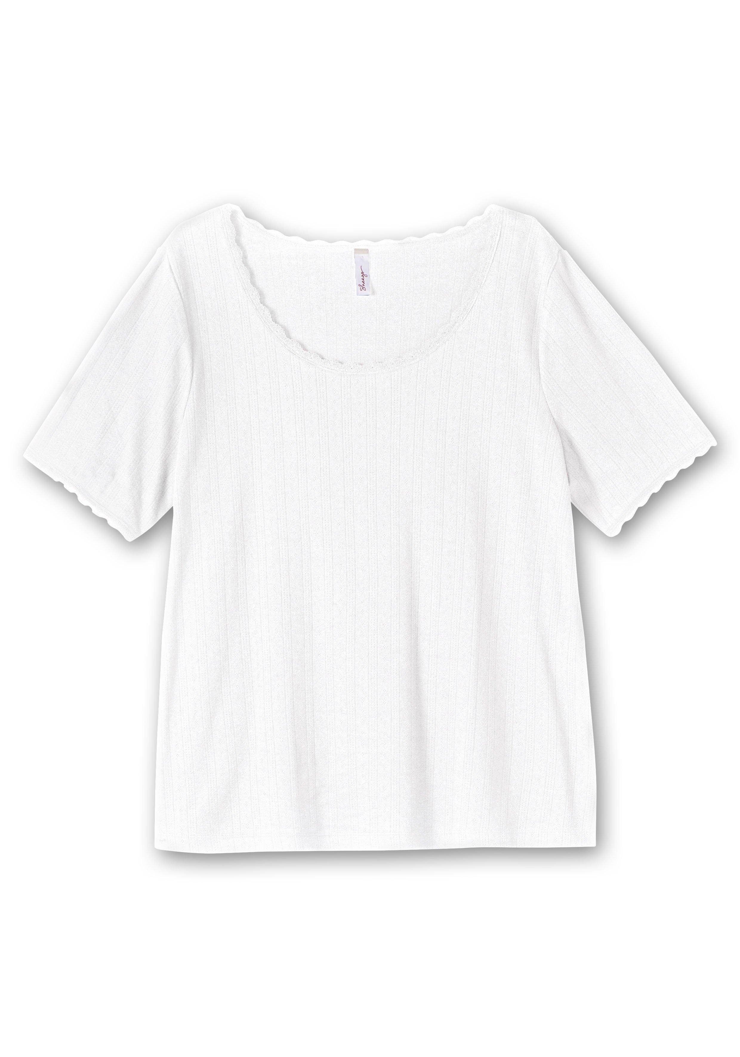Rippshirt im Ajourmuster, mit Spitzendetails