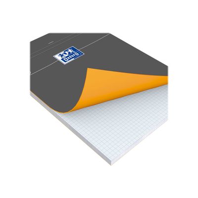 Oxford - Bloc notes - A4 - 160 pages - petits carreaux - 80G - gris