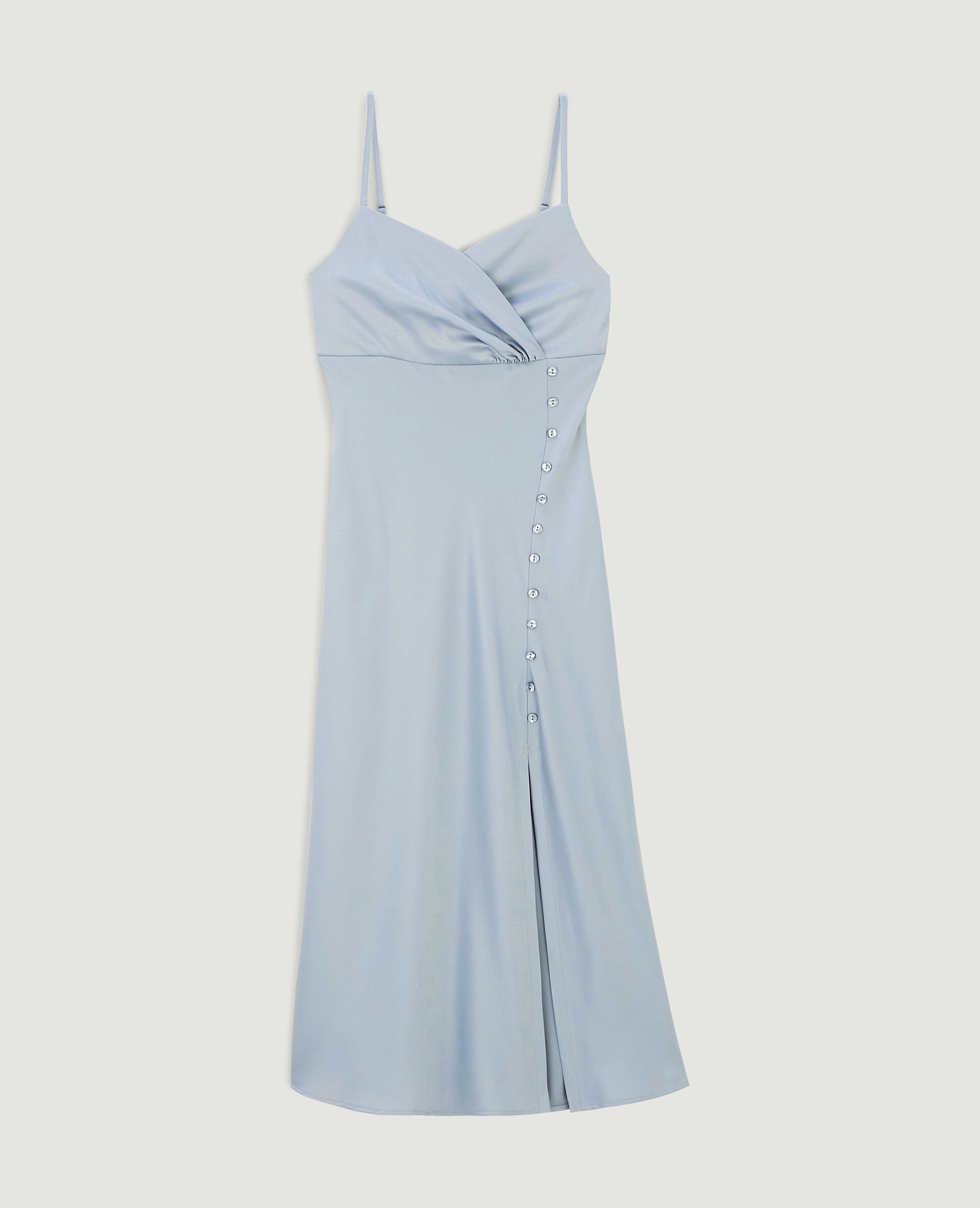 Robe longue cache-cœur en satin - Gris clair