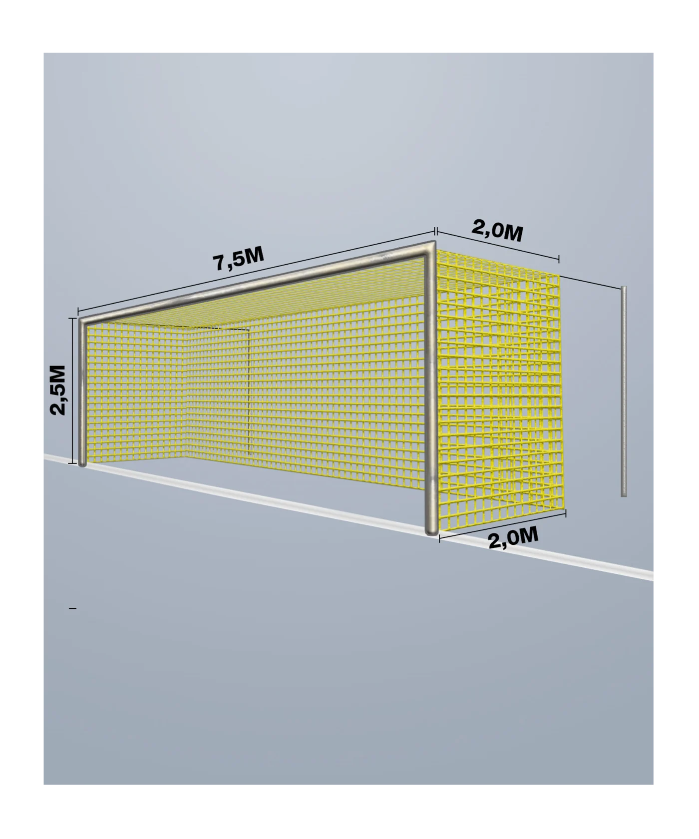 Cawila Tornetz 7,50x2,50m | Tiefe 2,0x2,0m | Maschenweite 12cm | Stärke 4mm | gelb