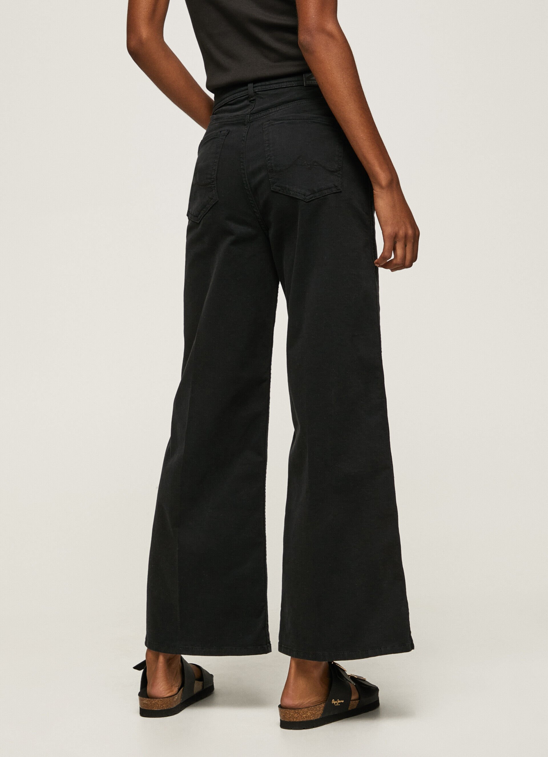 Calça boca de sino de algodão - preta