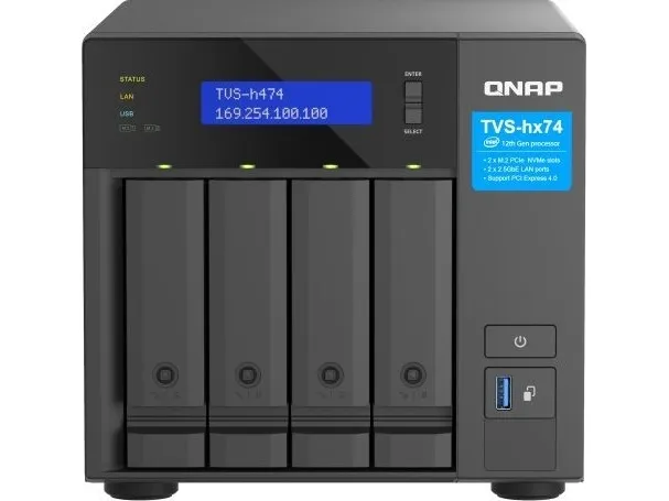 QNAP TVS-H474 - NAS-server - 4 bays - SATA 6Gb/s - RAID JBOD, 0, 1, 5, 6, 10, TM, RAID TP - RAM 8 GB - Gigabit Ethernet / 2.5 Gigabit Ethernet - iSCSI support