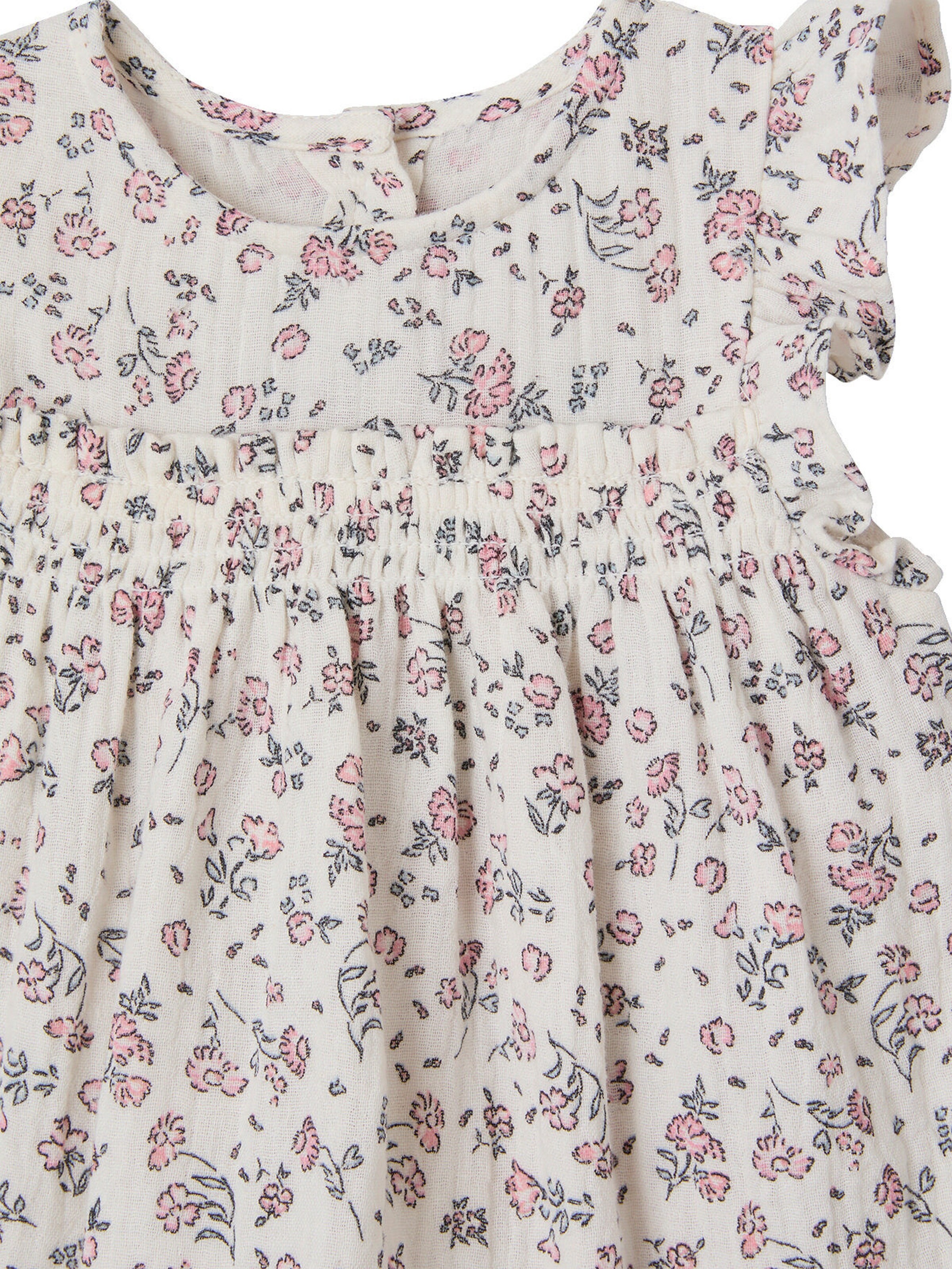 Vertbaudet Festliches Mädchen Baby Kleid mit integriertem Slip wollweiß