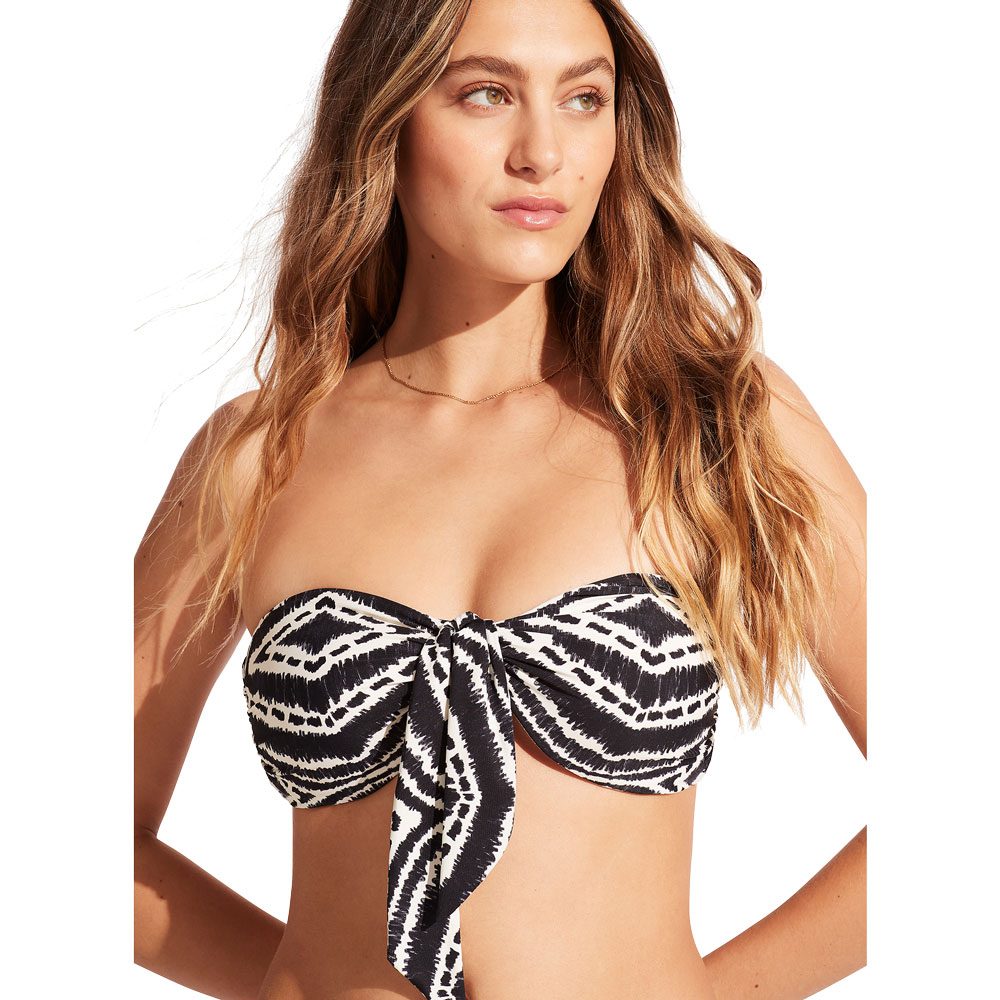 Seafolly Zanzibar Twist Tie Front Bandeau Bikini Top Damen schwarz