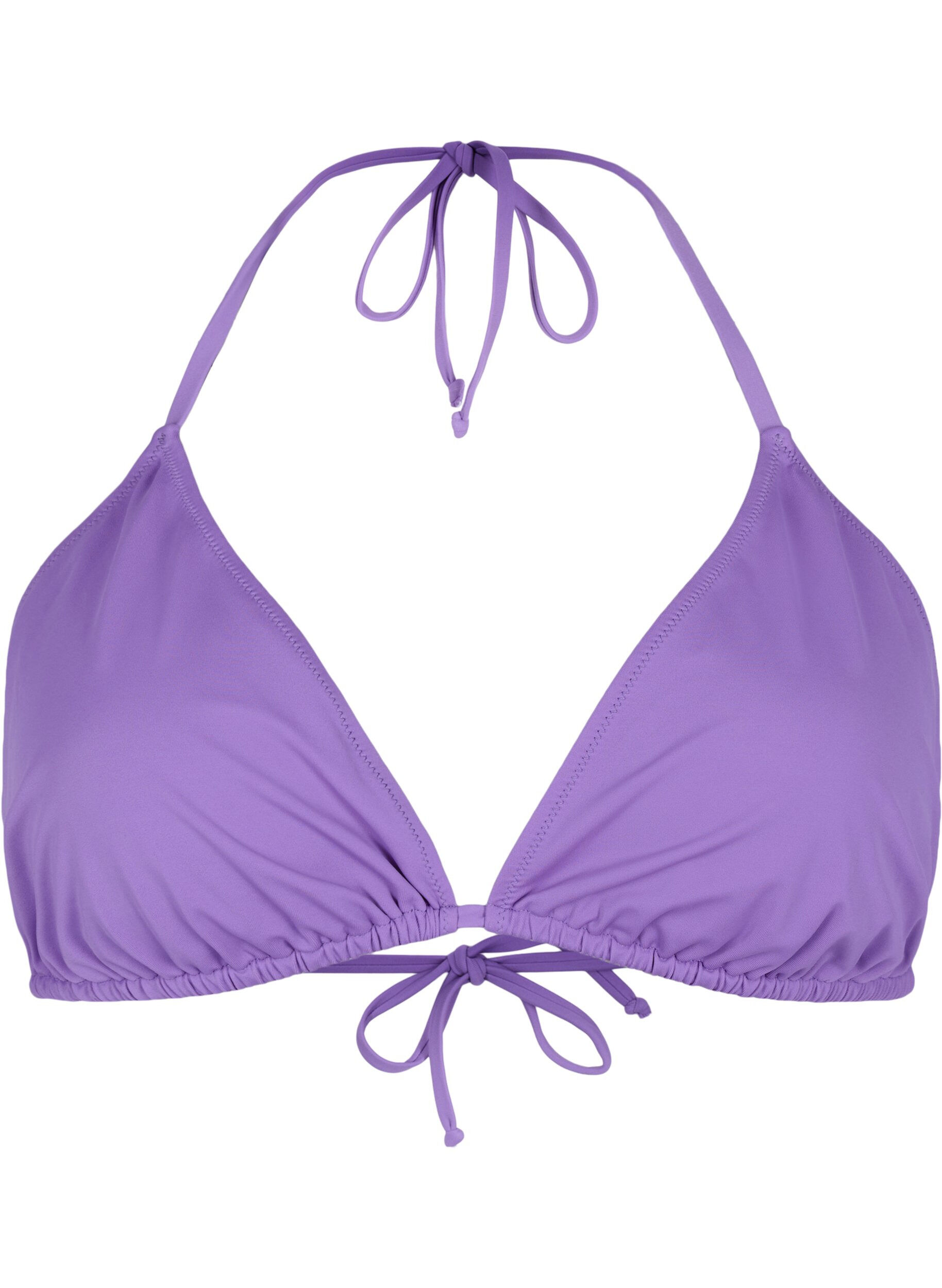 Ensfarvet trekants bikini bh