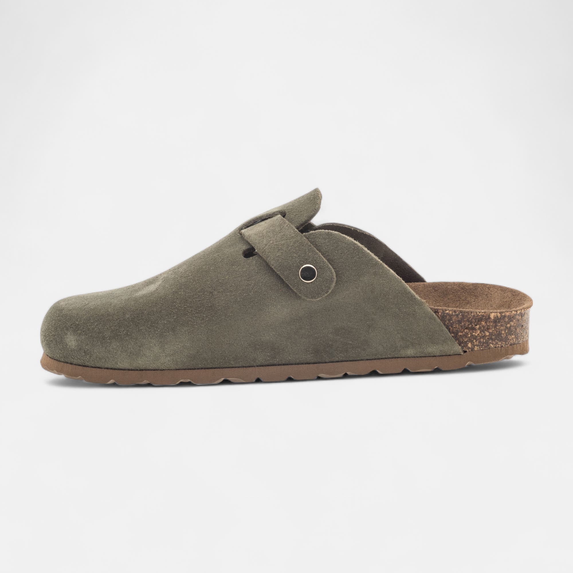 Mules Femme en cuir kaki