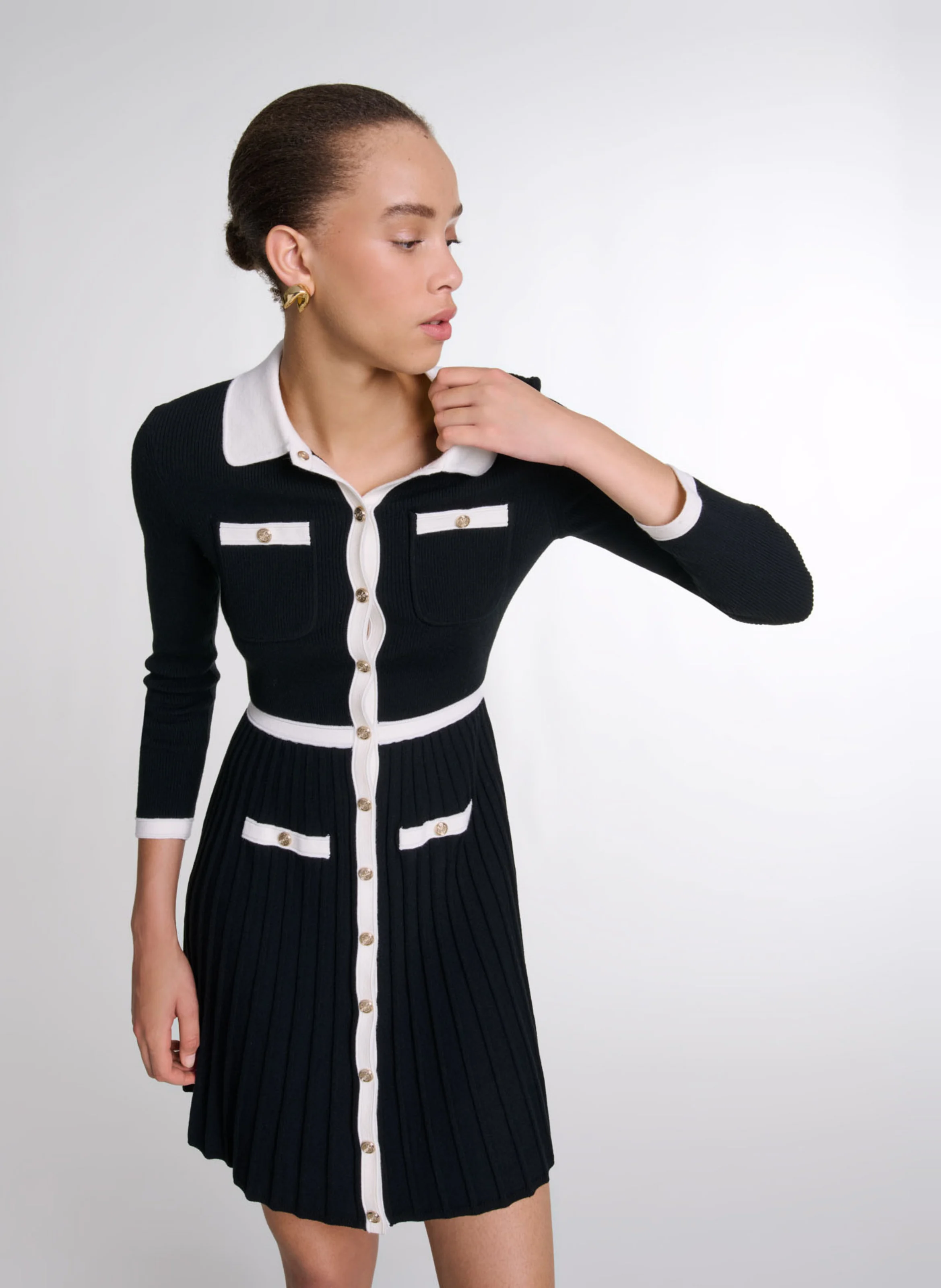 Robe chemise courte | Noir