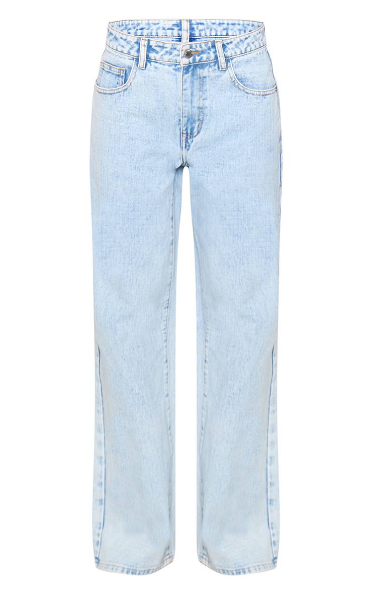 Bleu Glacé Jean Taille Basse Coupe Large