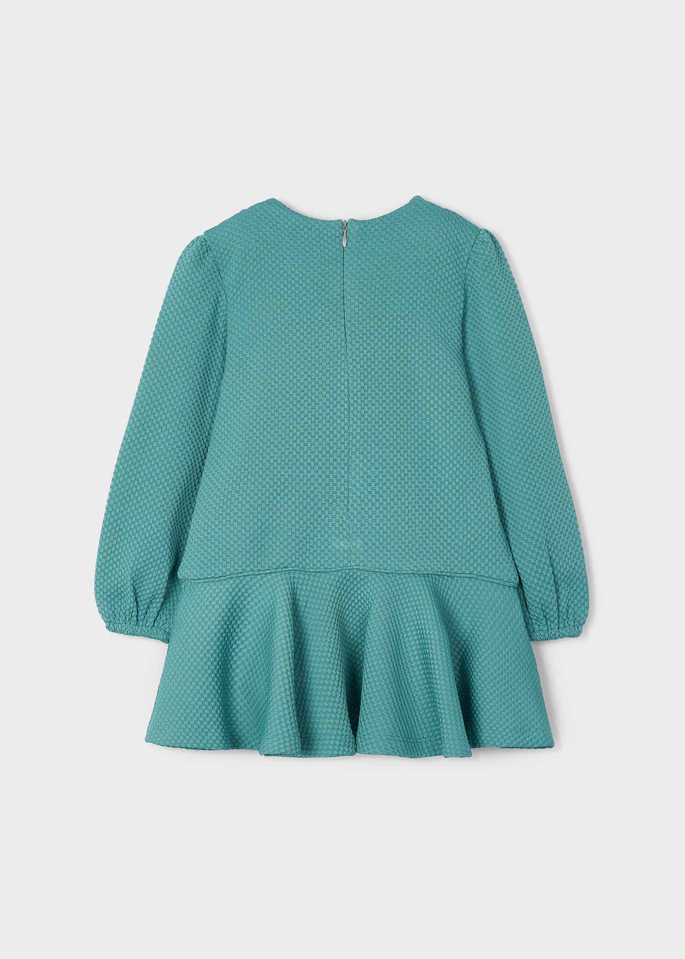 Vestido turquesa de malha estruturada para meninas
