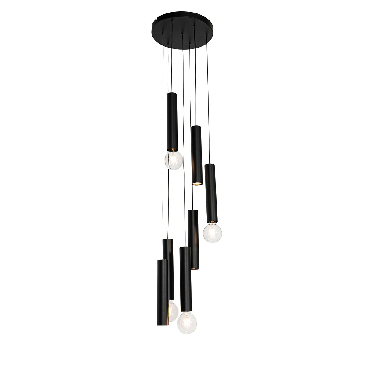 Design hanglamp zwart rond 7-lichts - Tuba