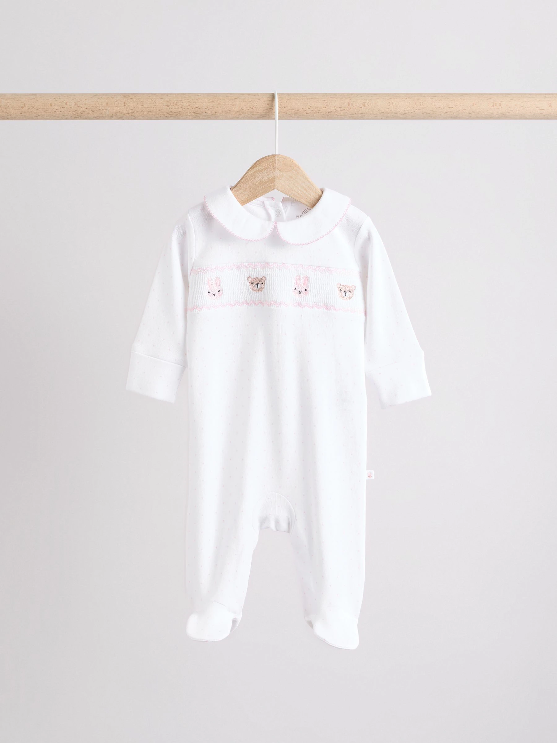 Wit - Set van 3 babypyjama's met kraag (0-2jr)