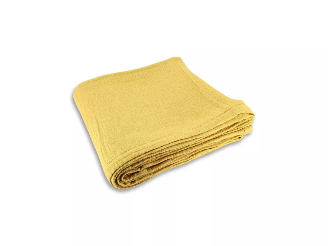 Now's Home - Nappe En Double Gaze De Coton Jaune Mimosa 150x250cm Camaro