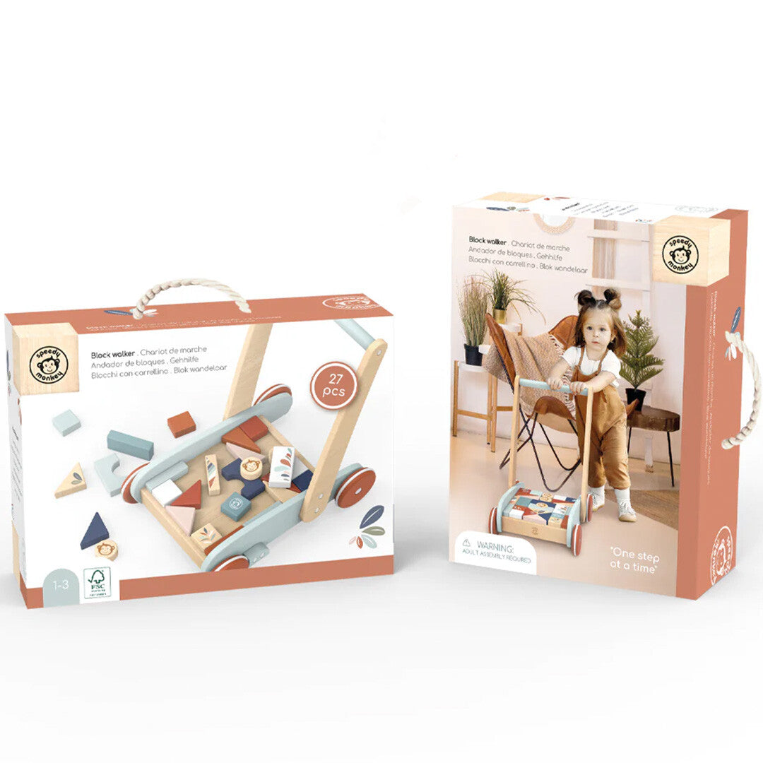 Speedy monkey loopwagen met blokken - 27st
