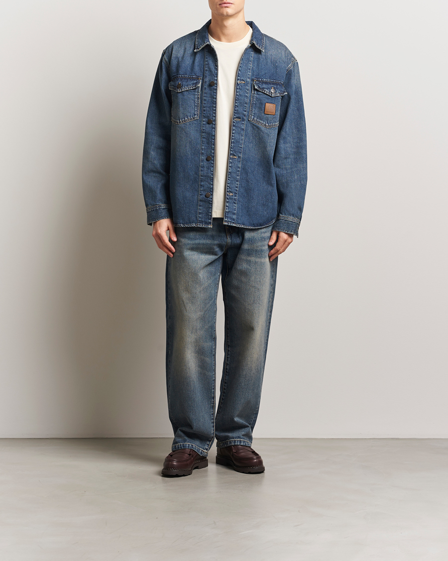 Carhartt WIP Lincoln Denim Shirt Jacket Blue Worn