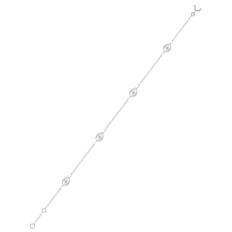 Bracelet Femme - Oxyde de zirconium - Or 18 Carats - Longueur : 18 cm