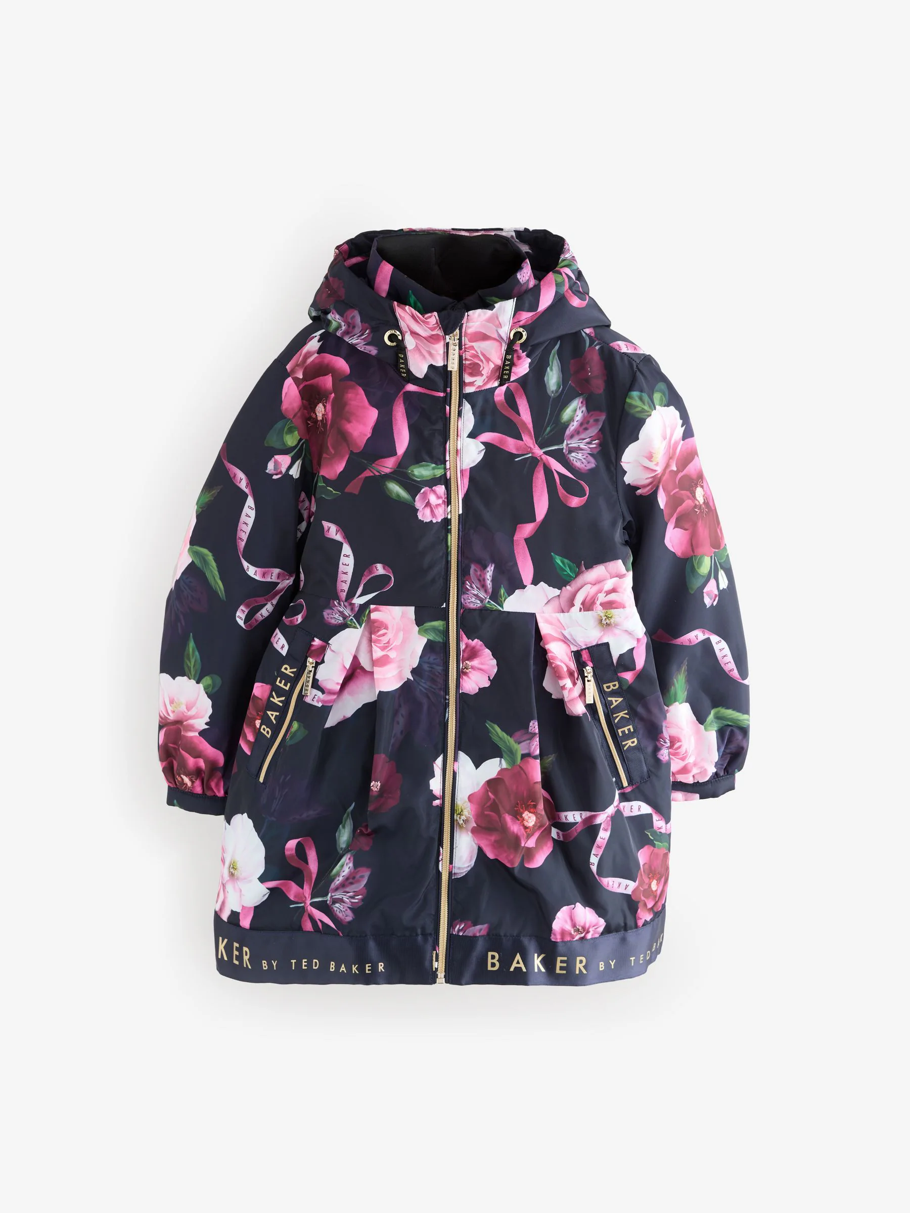 Marineblauw - Baker by Ted Baker regenjas met merklogo op de zoom