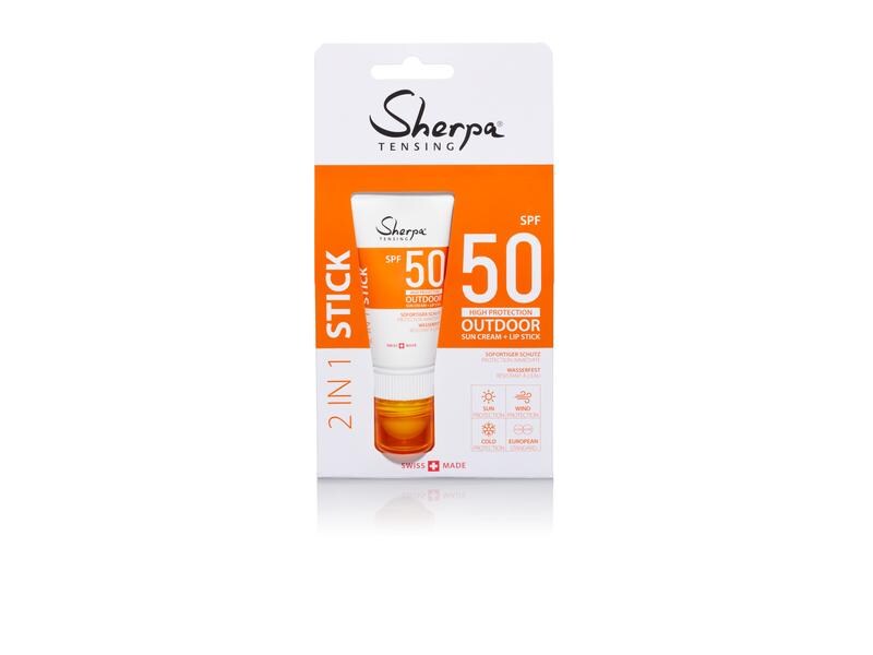 Sherpa Tensing Sonnencreme Face und Lippenstift LSF 50 23.2 Schutz gegen intensive Sonne, Kälte und Wind