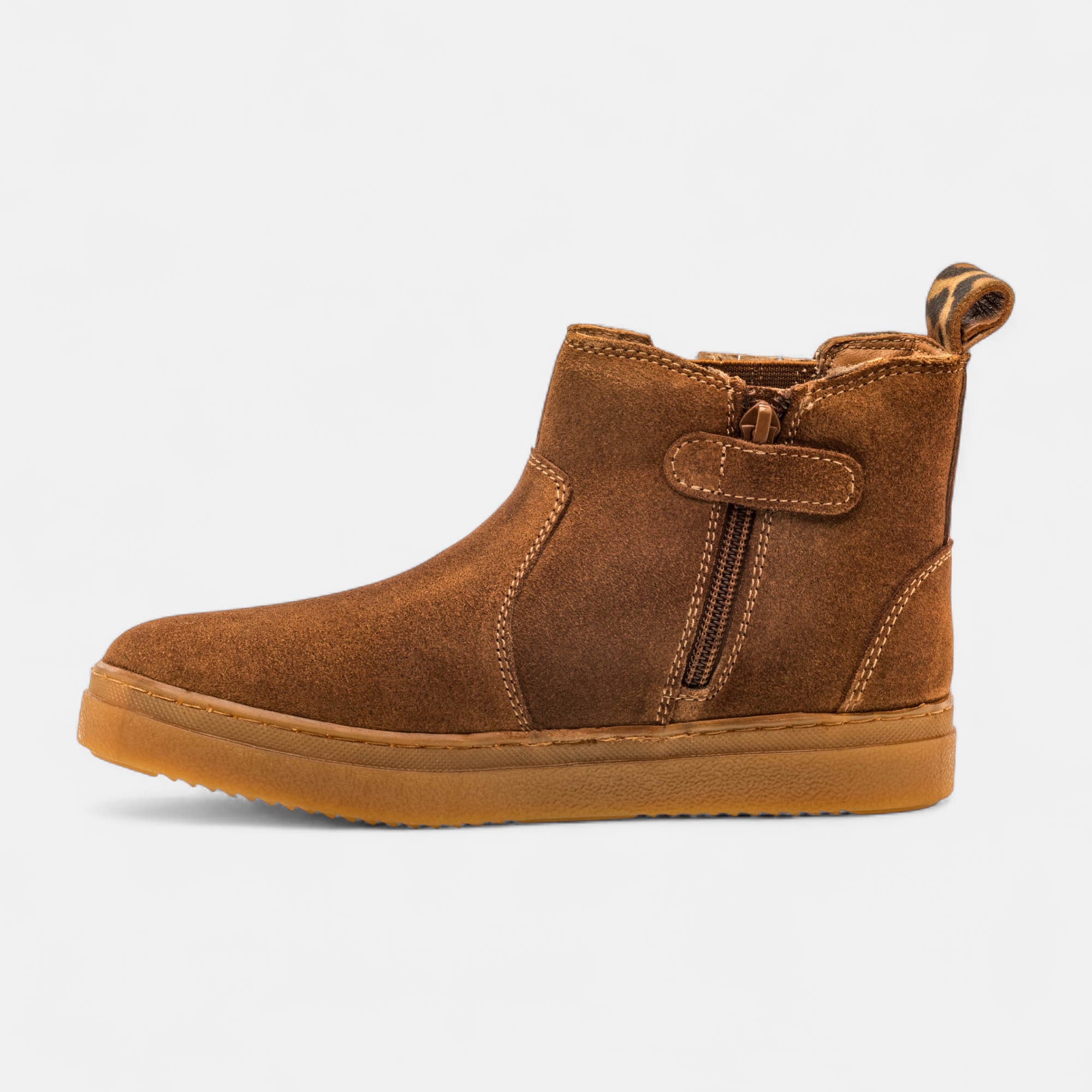 Bottines Fille en cuir cognac