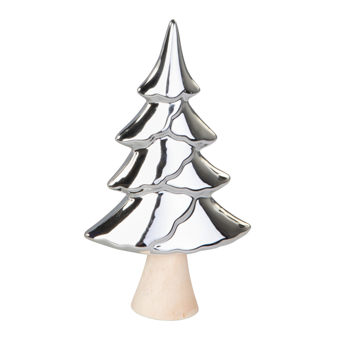 Baum silber/braun - aus Dolomit und Holz - ca. 16 x 7 x 28,5 cm
