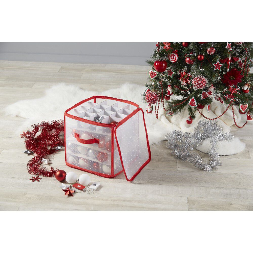 Housse de rangement compartimentée pour 64 boules de Noël