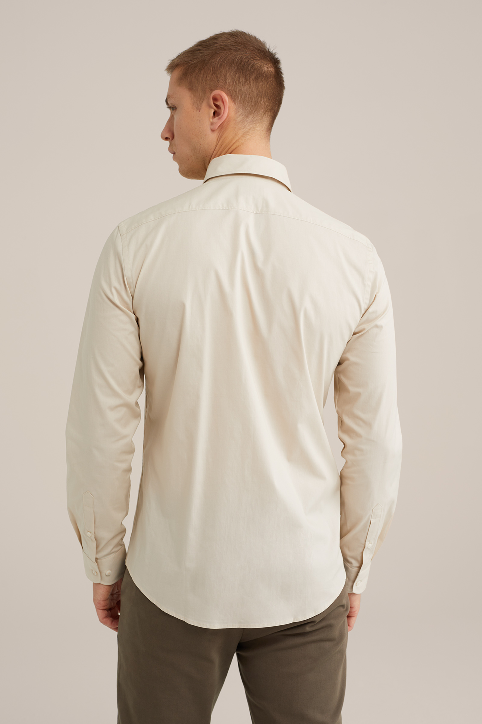 anti-odour overhemd met stretch Fundamentals Beige
