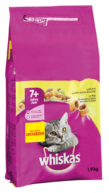 Whiskas 7  Senior Droge Brokjes - Kattenvoer - 1.9 Kilogram - kip