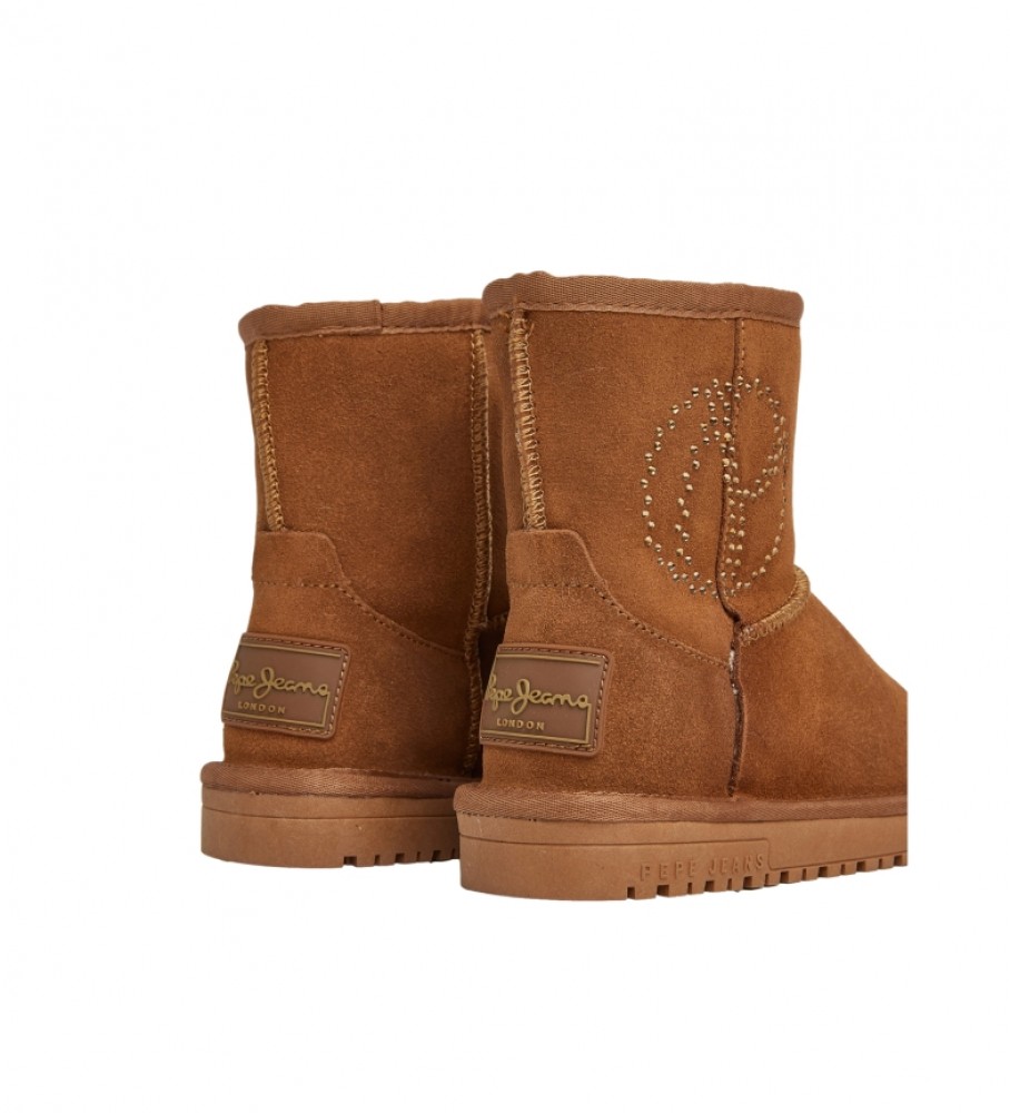 Botas de cano curto Pepe Jeans Diss Gloss G em couro marrom