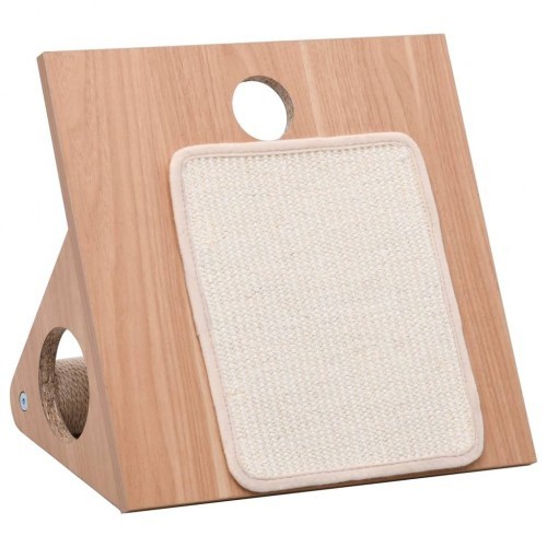 Arranhador triangular para gatos com tapetes de sisal para arranhar, marrom