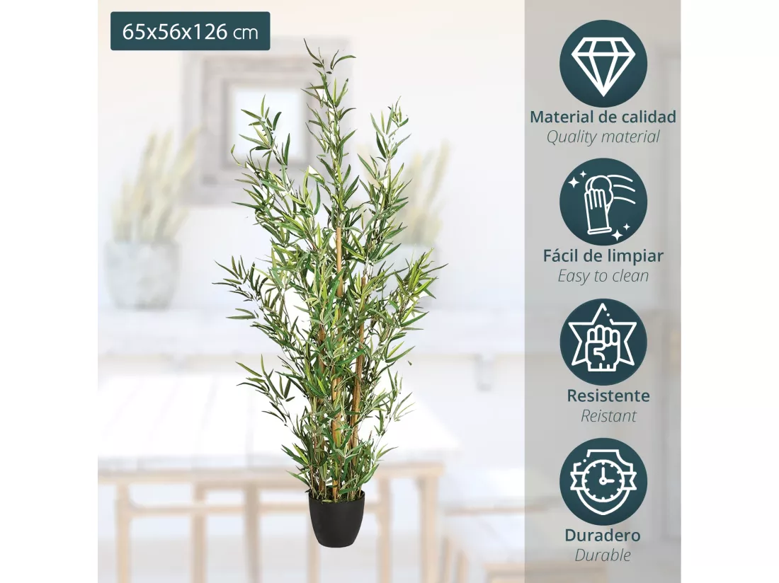 Bambou artificiel en pot l65 x d56 x h120, vert