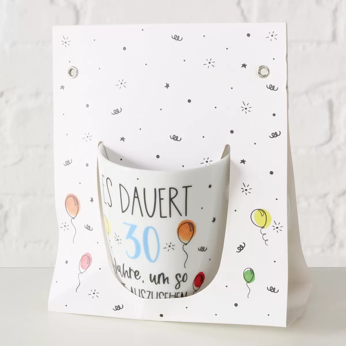 Jumbobecher Geburtstag bunt,schwarz,weiss