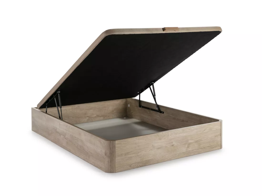 Ensemble 140 x 190 cm sommier coffre naturel clair + matelas hybride ressorts ensachés 5 zones et mousse à mémoire de forme ép.30cm - PATNOS de YSMÉE