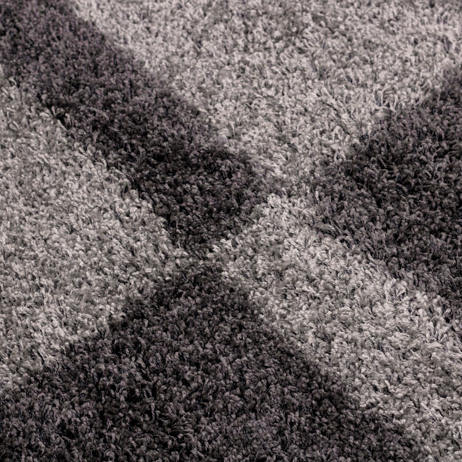 Designer Hochflor Teppich mit Karo- und Linienmuster, Flauschiger Langflor