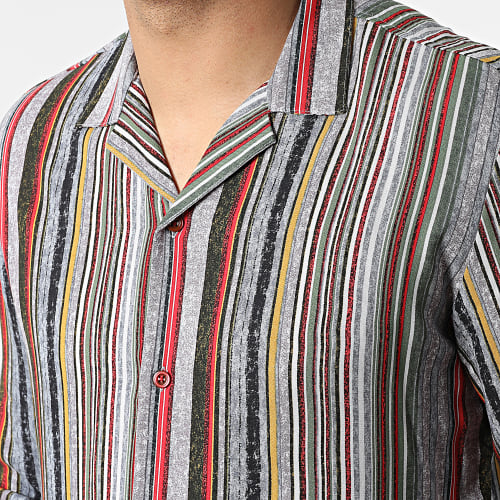 Chemise Manches Longues G-9035 Gris Rouge