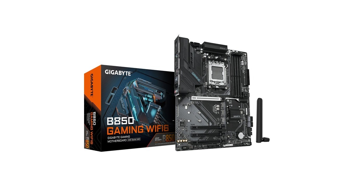 GIGABYTEB850 GAMING WIFI6 socket AM5 moederbord  (Zwart, RAID, Gb-LAN, WLAN, BT, Sound, ATX)