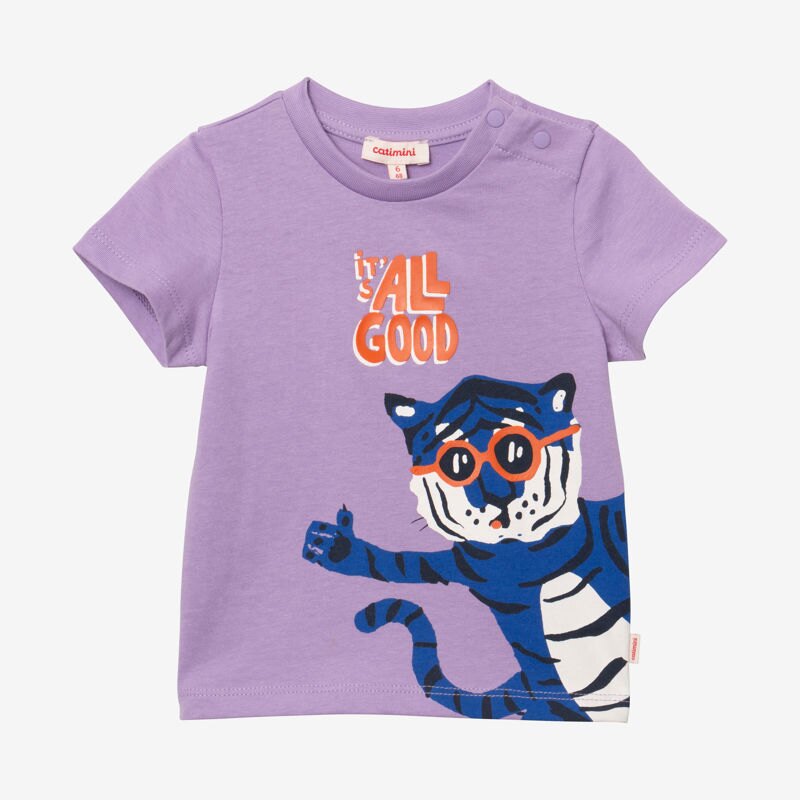 T-shirt bébé garçon visuel tigre à lunettes violet Catimini Mauve Violet