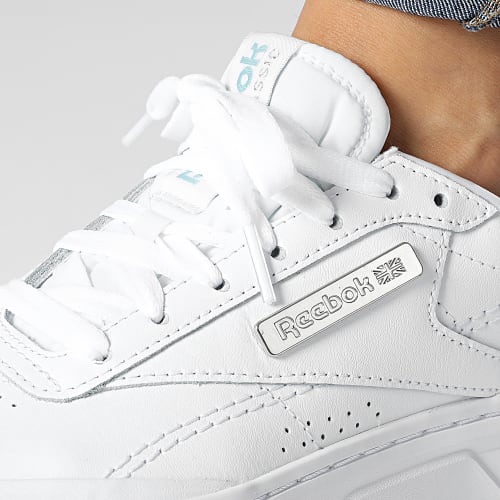 Baskets Femme Club C Double GEO GZ2158 Footwear White Sea Grey Silver Metallic
