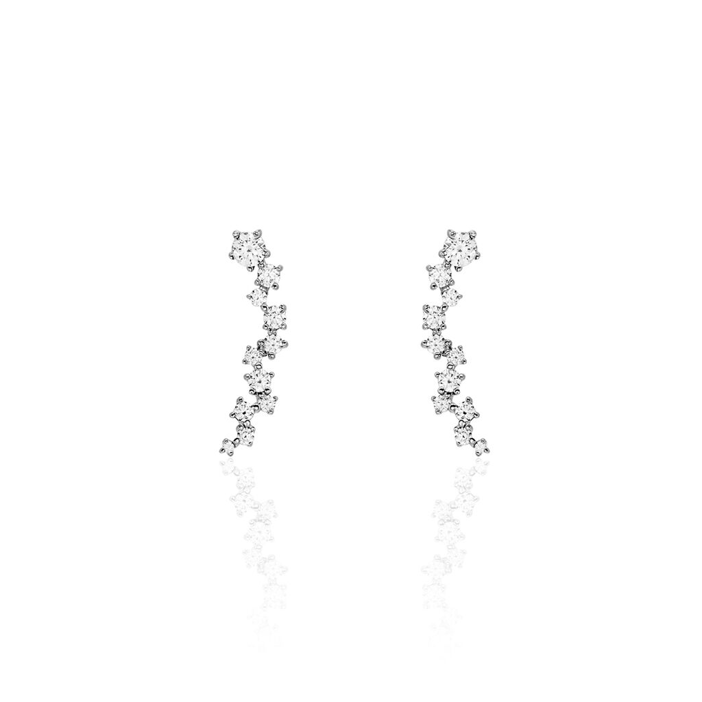 Bijoux D¿oreilles Grimpants Enza Argent Blanc Oxyde De Zirconium