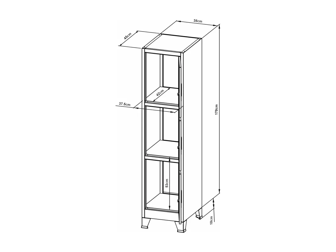Casier de bureau armoire grise 180 x 38 x 45 cm 03_0006347