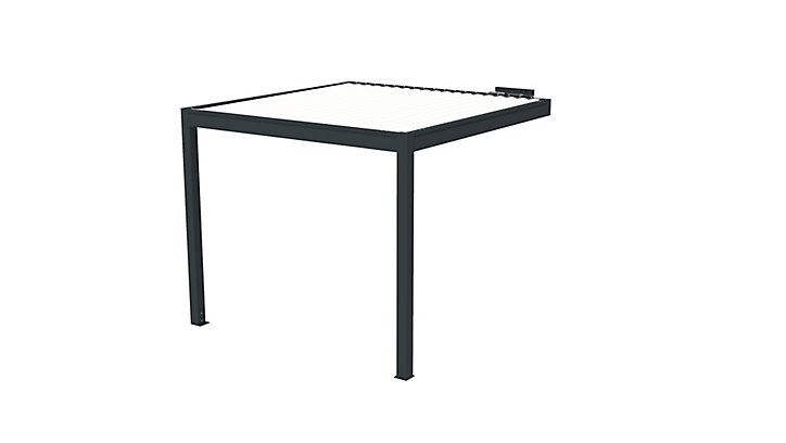 Pergola bioclimatique adossée motorisée aluminium Oviedo gris 3 x 3 m
