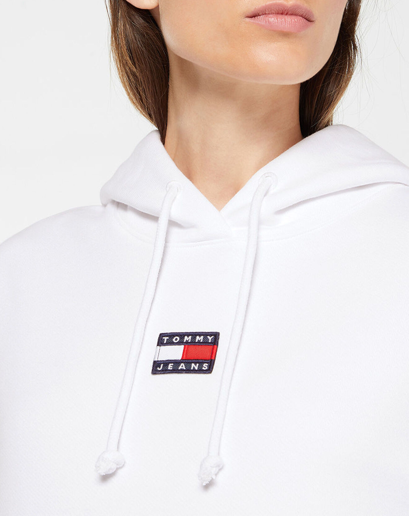 Tommy Jeans Sweat en Coton Bio mélangé Center Badge blanc