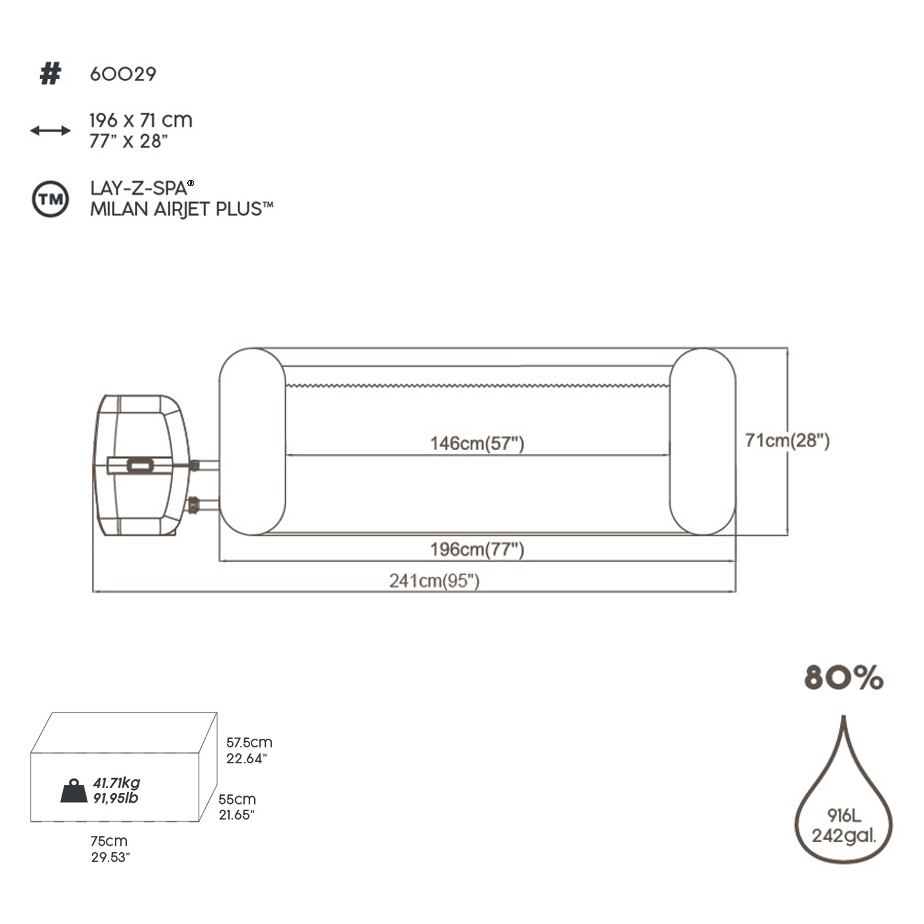Bestway® LAY-Z-SPA® WLAN-Whirlpool Milan AirJet Plus™ Ø 196 x 71 cm, rund
