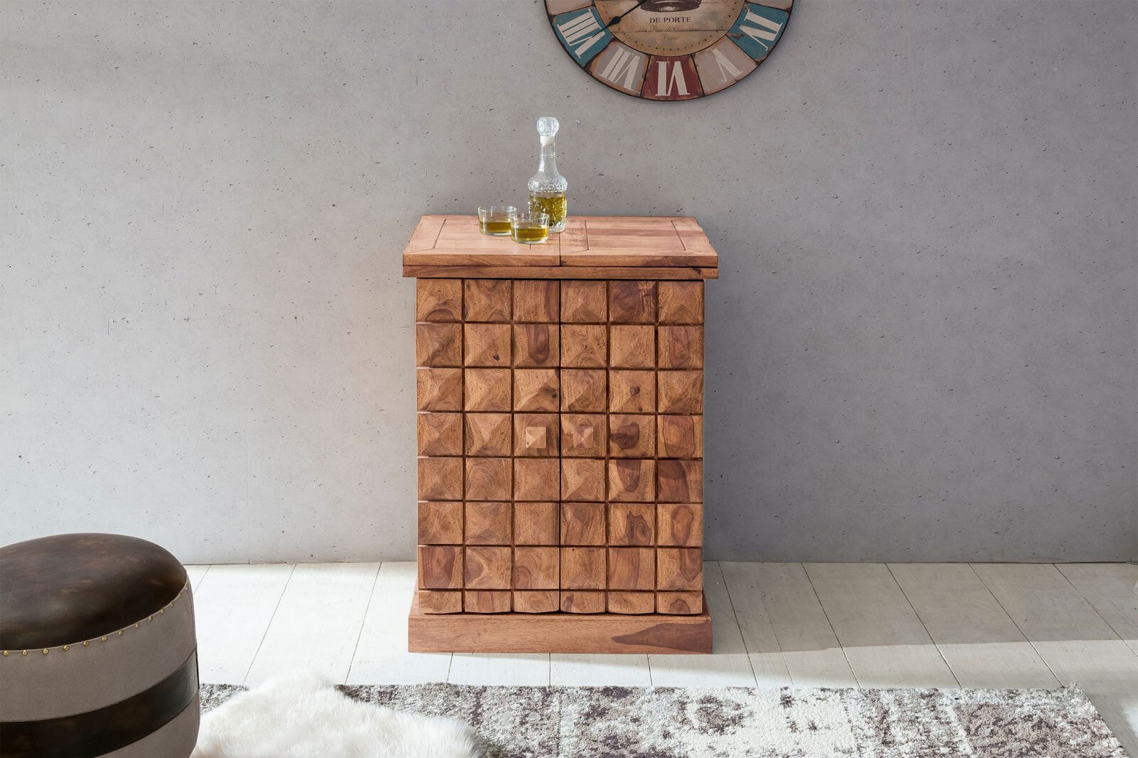 Barschrank Lucca 65 x 91 cm Akazie massiv