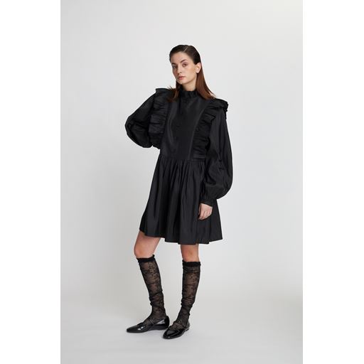 Stella Nova Kort Flæsekjole, Black, 38