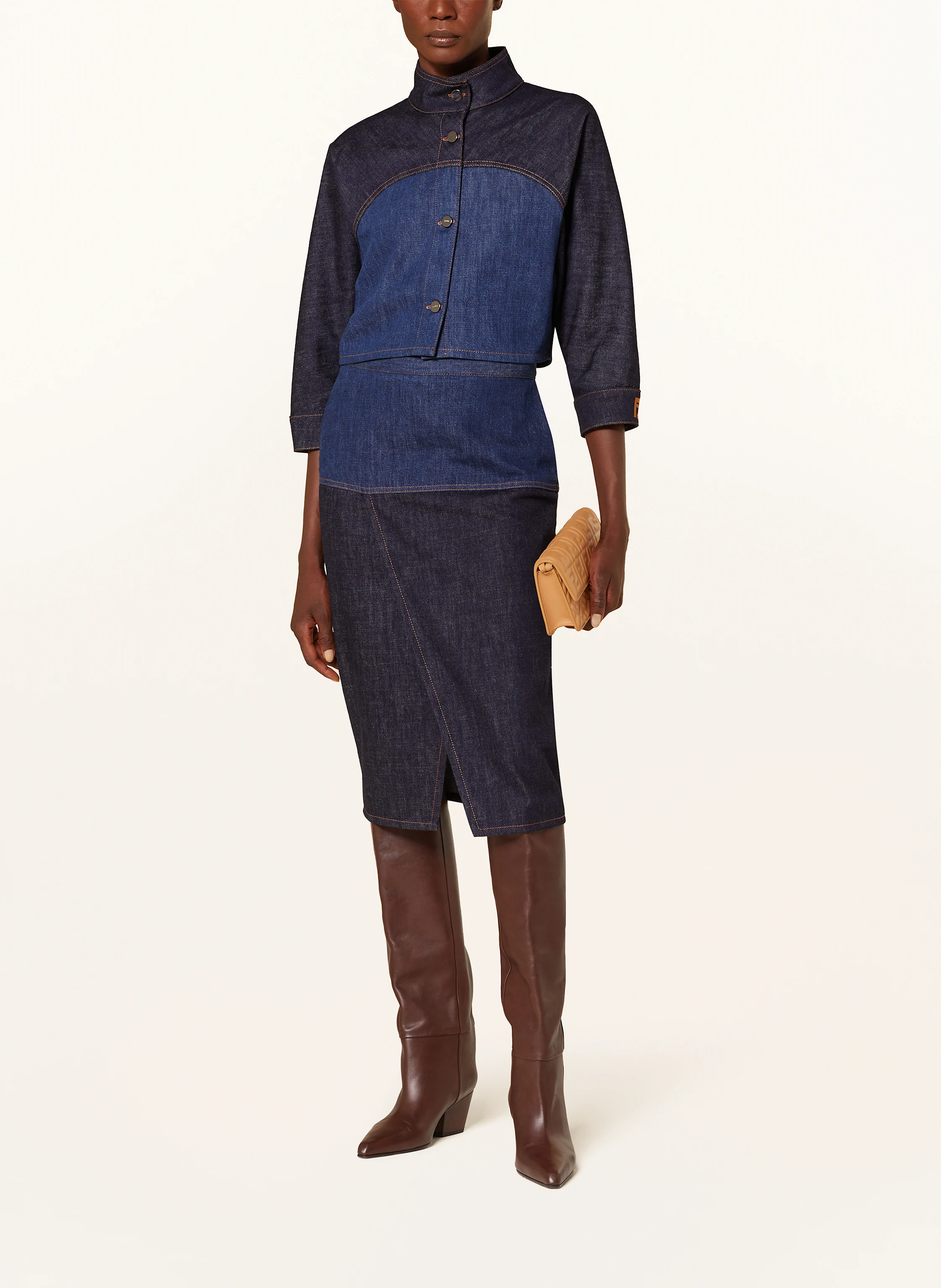 FENDI Cropped-Jeansjacke mit 3/4-Arm