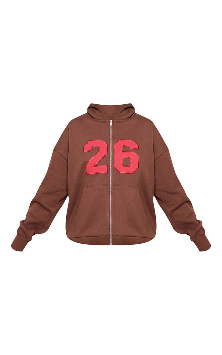 Chocolat Sweat À Casynthétiqueche Zippé Appliqué Rouge 26