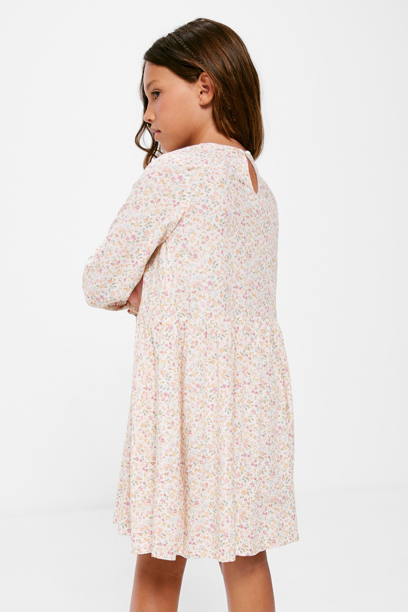 Vestido floral bege para meninas