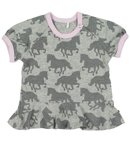 Freds WoRød T-shirt - Gråmeleret m. Heste