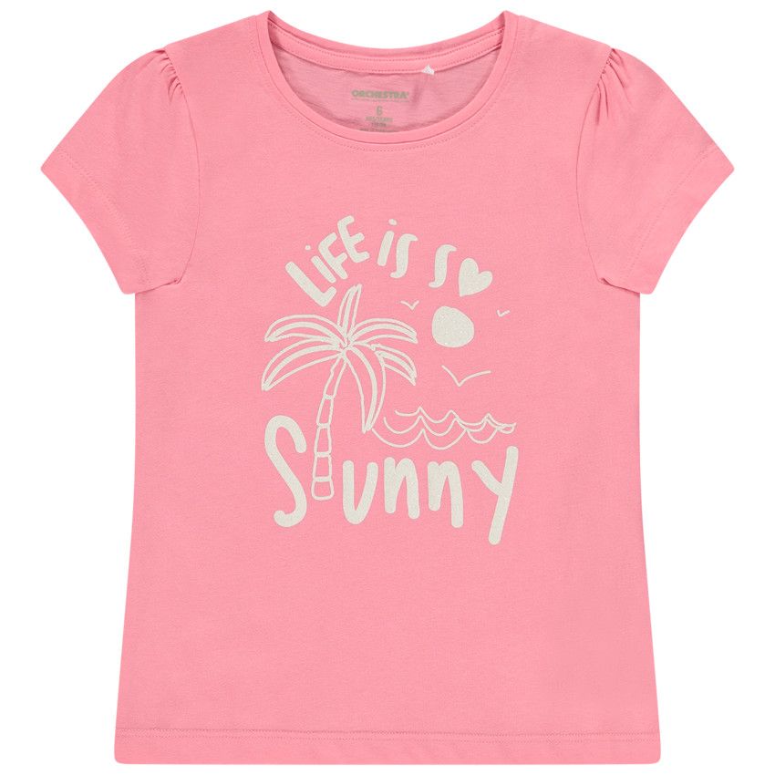 T-shirt manches courtes print fantaisie pour fille - Multicolore