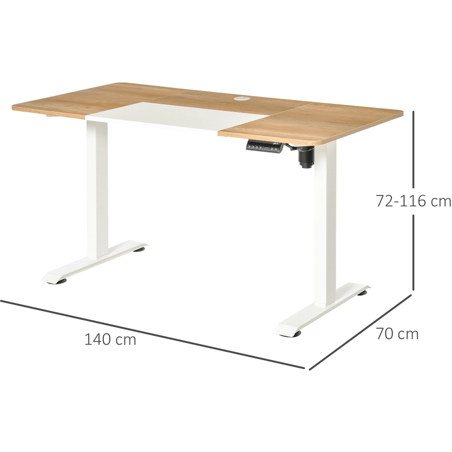 Vinsetto PC-Tisch elektrisch höhenverstellbar, LED-Anzeige WeißNatur